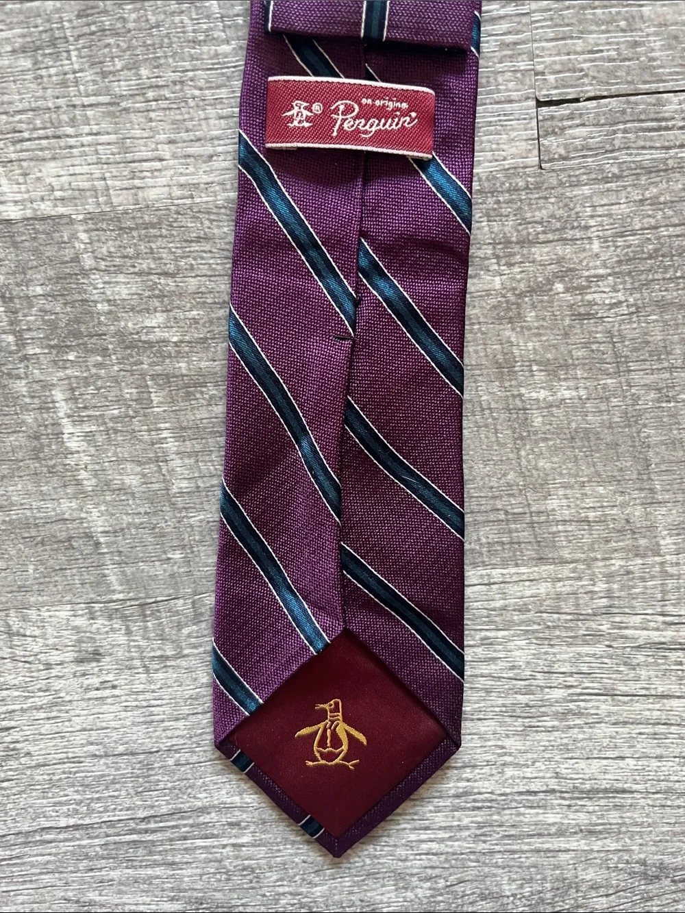 Penguin Diagonal Stripe Men's Silk Tie